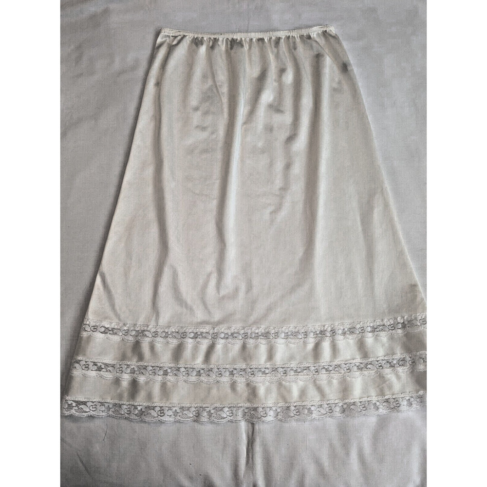 Vintage Dawn to Dusk Half Slip Women's Ivory Lace Trim Nylon Medium 27/29